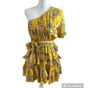 Skylar + Madison 1 Shoulder Ruffled Mini Dress, size large